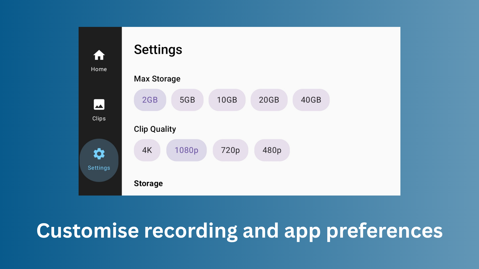 Customise recording and App Preferences